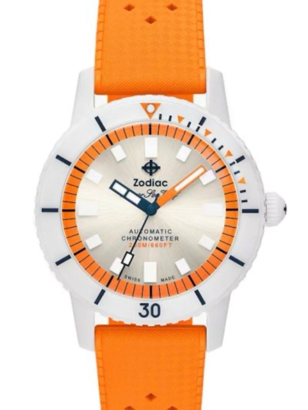 Zodiac Super Sea Wolf Ceramic Compression Diver Automatic Orange Rubber Watch